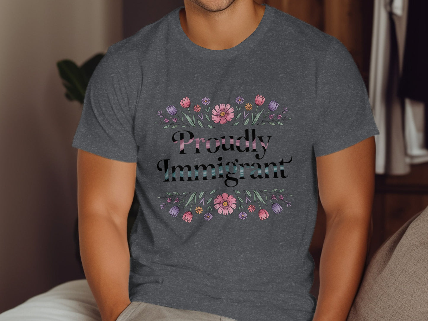Proudly Immigrant Floral Design T-shirt product type