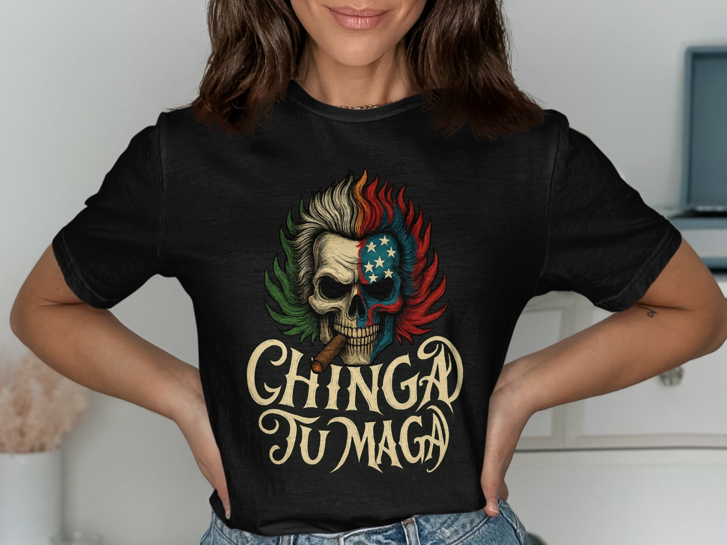 Chinga Tu Maga Graphic Skull T Shirt product type
