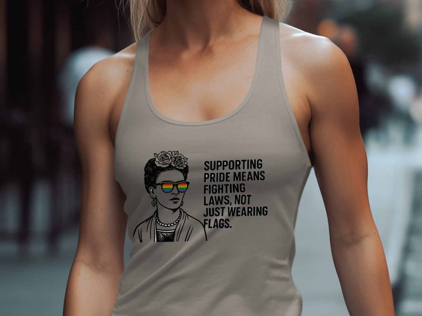 Supporting Pride Means Fighting Laws Quote Tank Top product