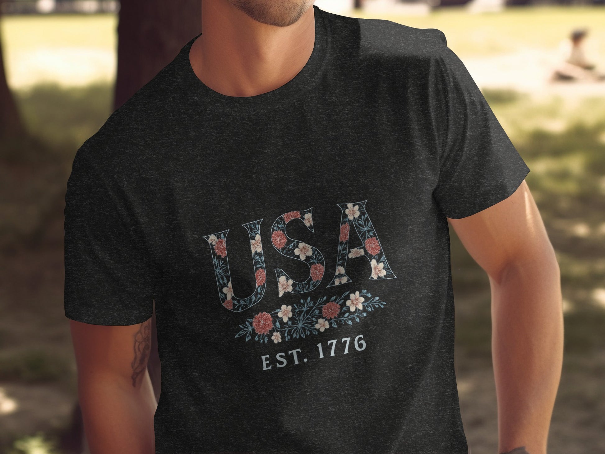 USA EST. 1776 Floral Print Graphic T-Shirt product type