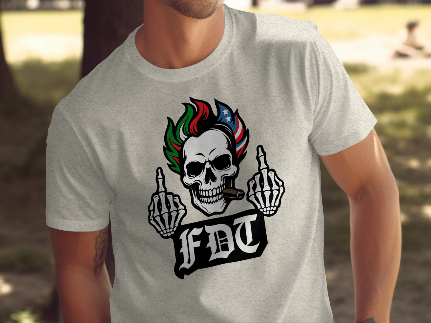 Skull with FDT Design Printed on Front T-shirt Product type