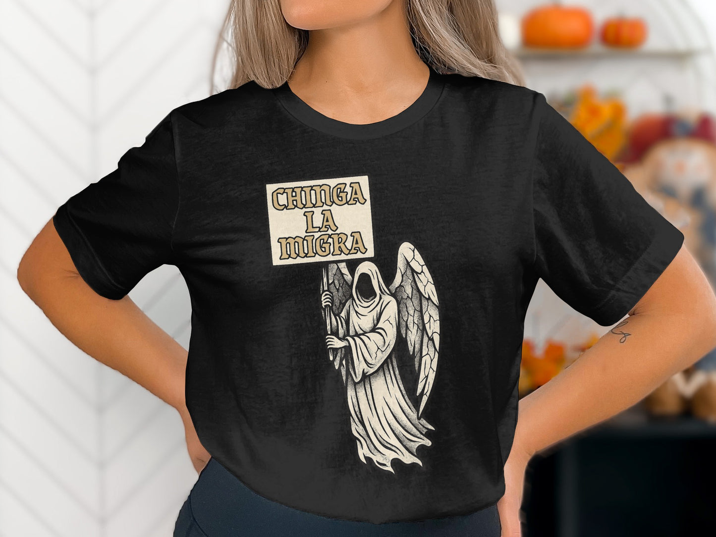 Grim Reaper with Sign Graphic T-Shirt product type