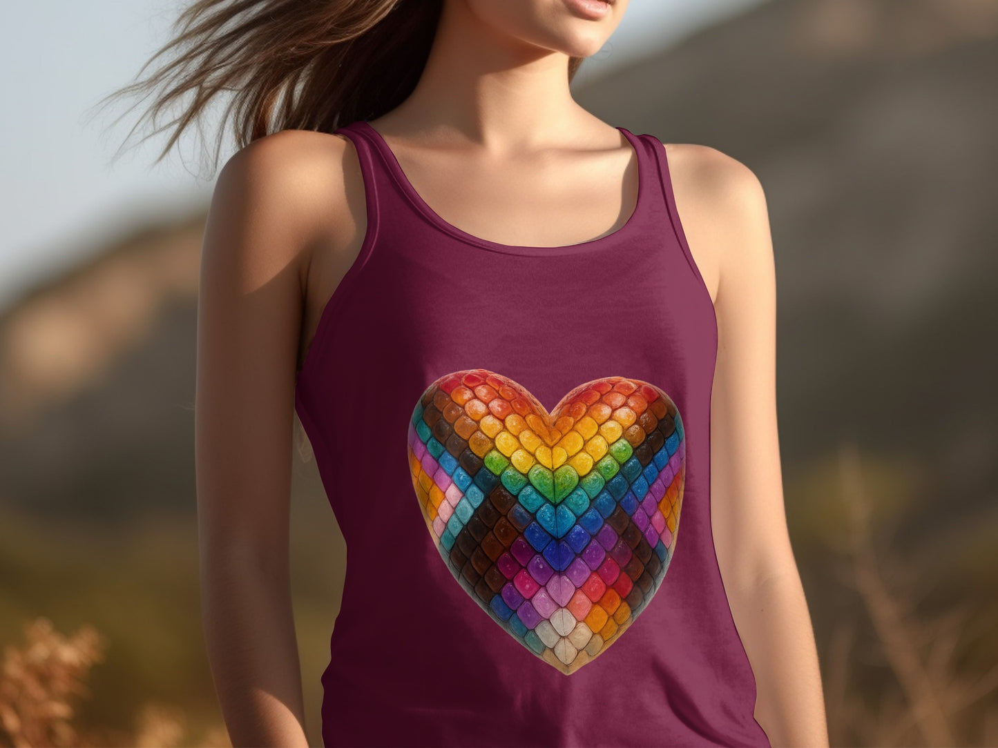 Rainbow Heart Mosaic Design on Tank product