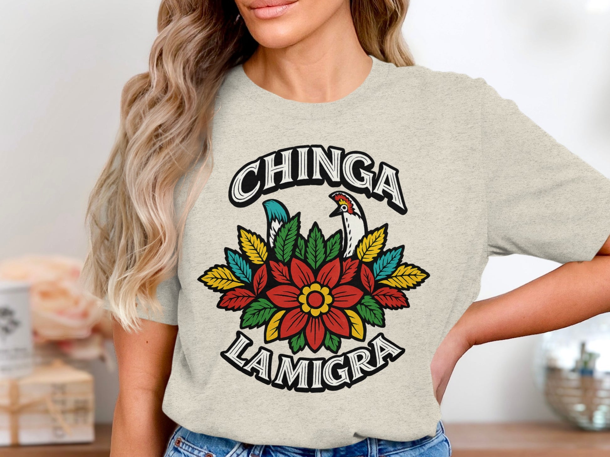 Chinga LaMigra Floral Design Graphic T-Shirt product type