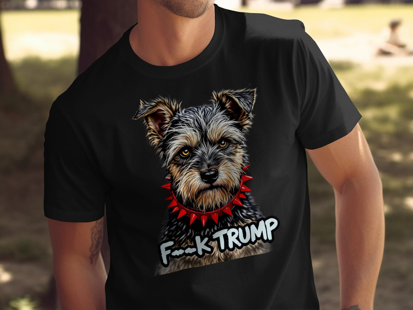 Dog with Spiked Collar F--k Trump Graphic T-shirt product