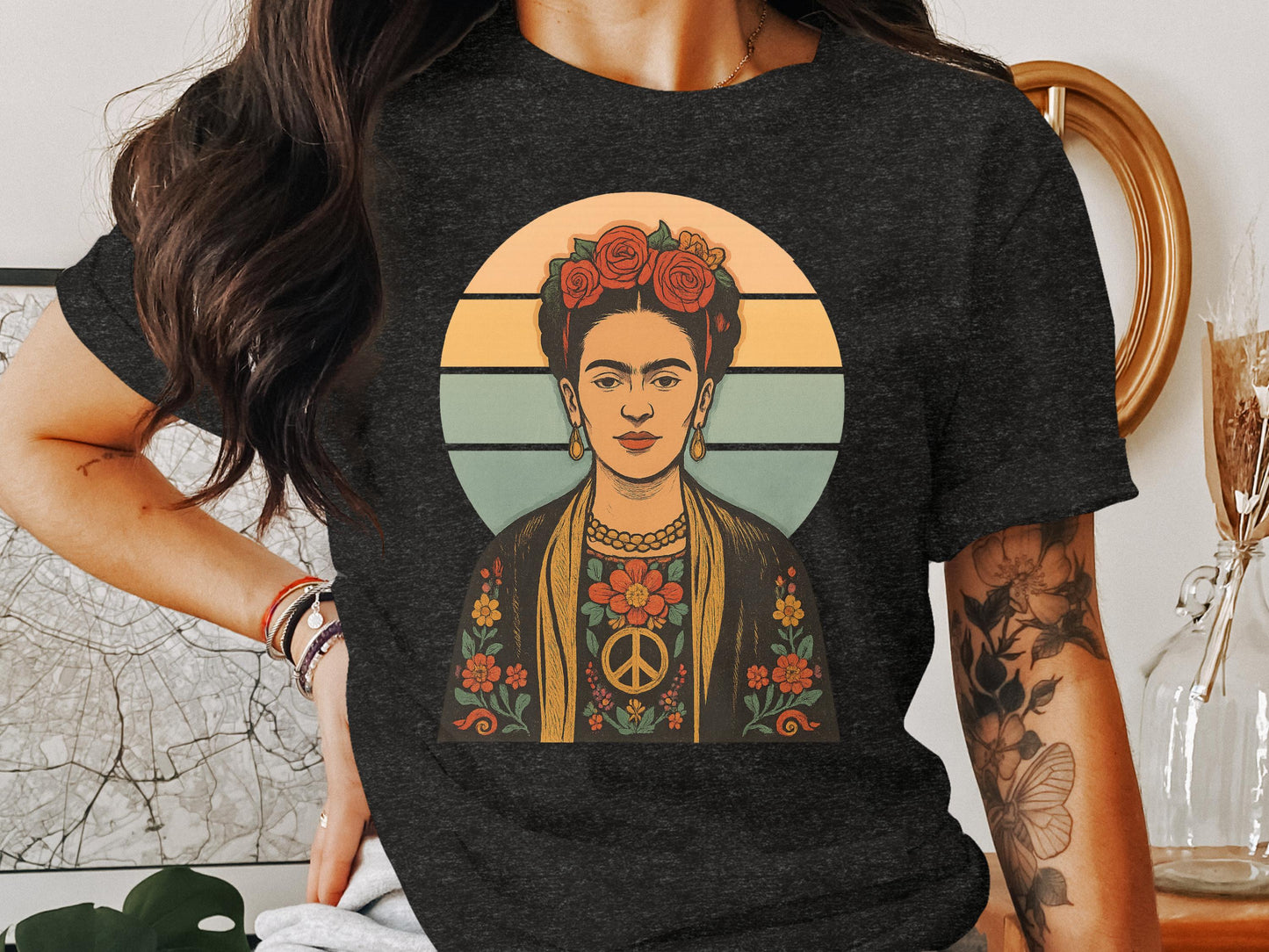 Vintage Peace Symbol Frida Kahlo Graphic Tee product