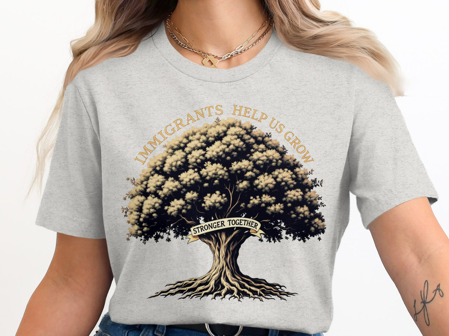 Immigrants Help Us Grow Tree Design T-shirt product