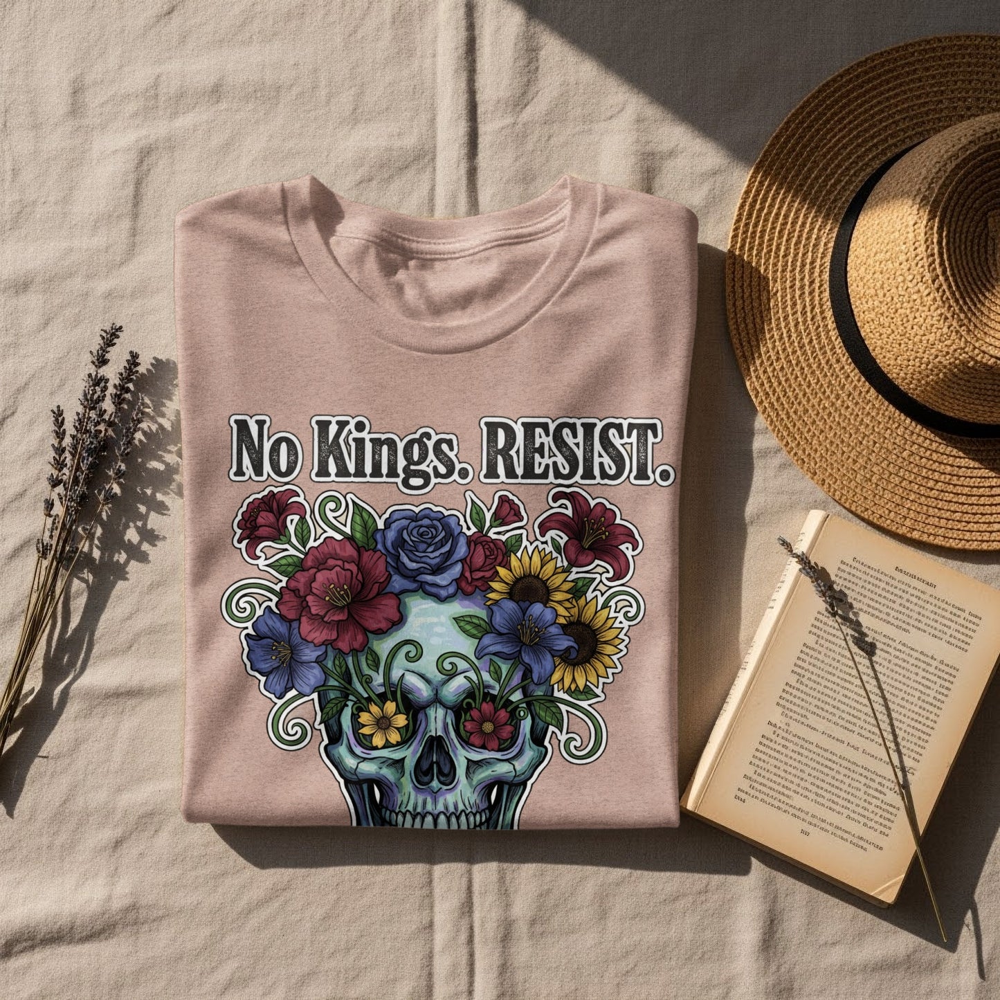 No Kings Resist Floral Skull Graphic Tee product