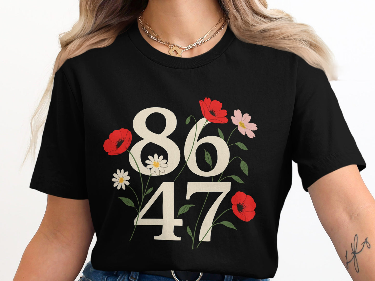 8647 Floral Number Graphic Casual T-Shirt product