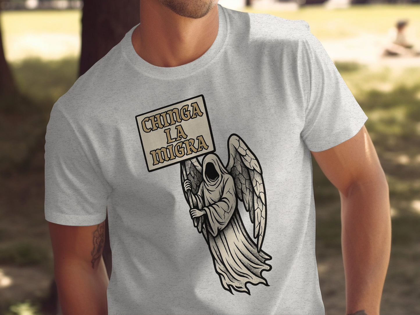 Chinga La Migra Grim Reaper Message Graphic T-shirt product