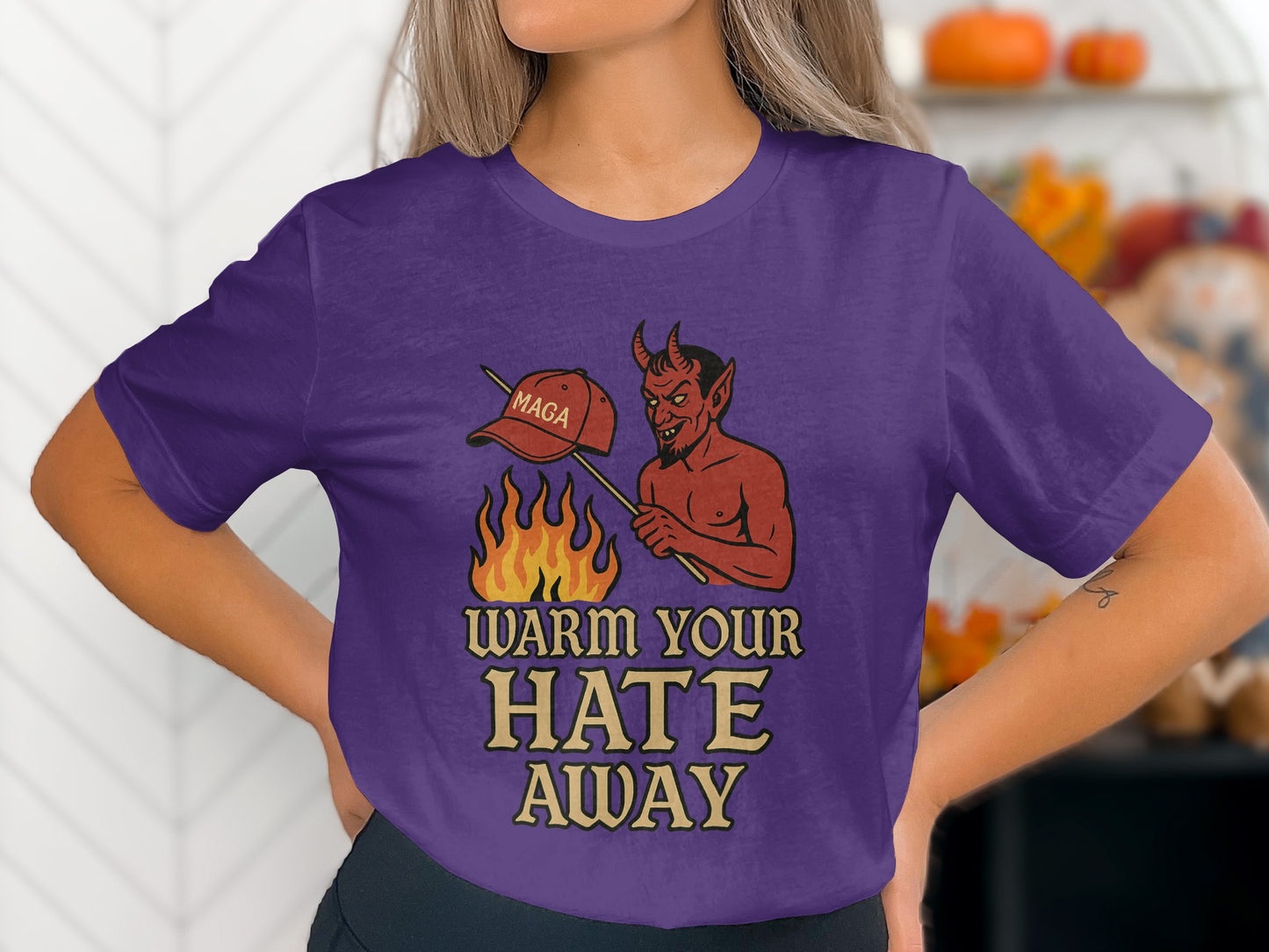 Warm Your Hate Away Devil Graphic T Shirt product