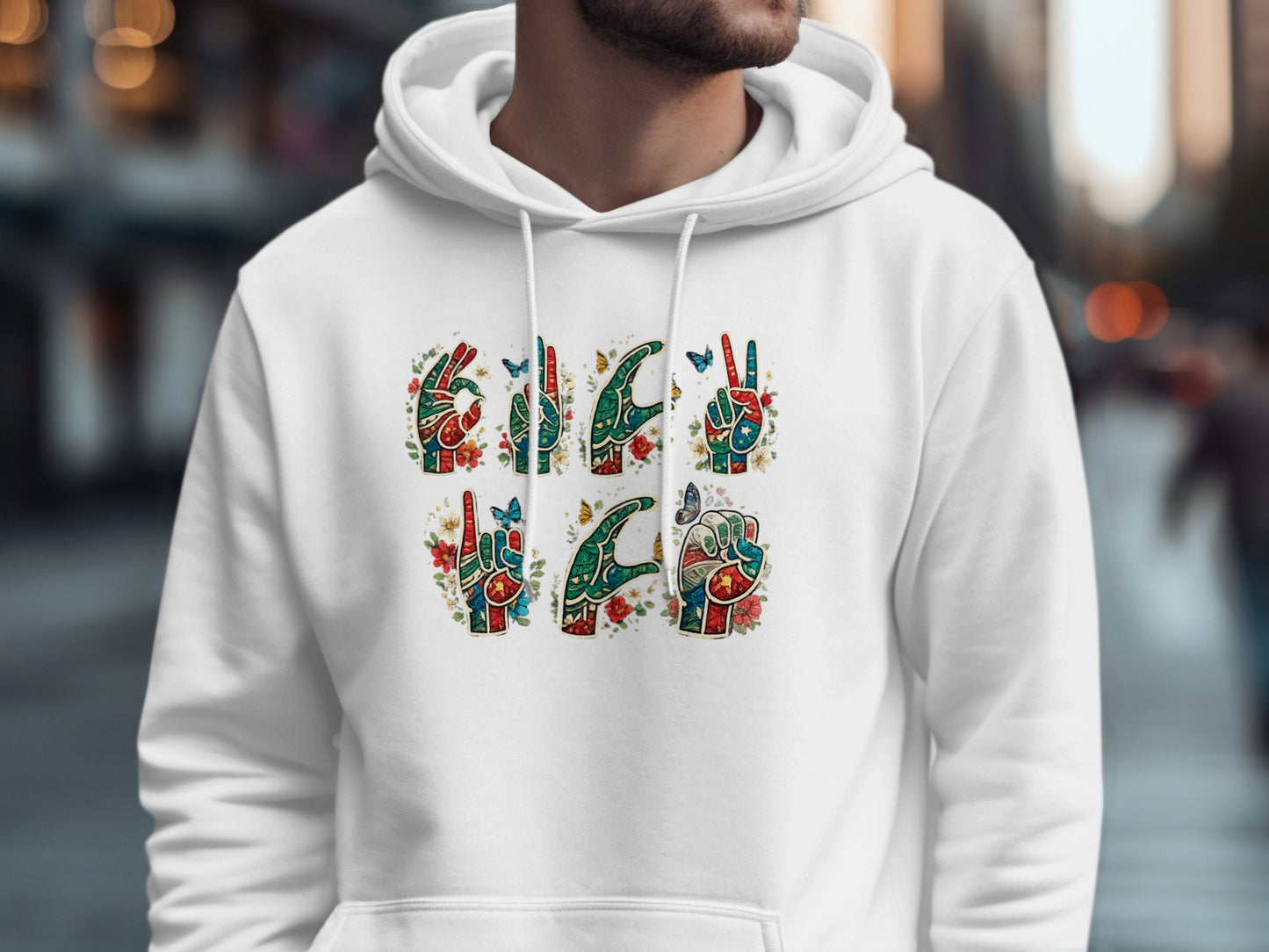 Colorful Sign Language Hand Gestures Hoodie