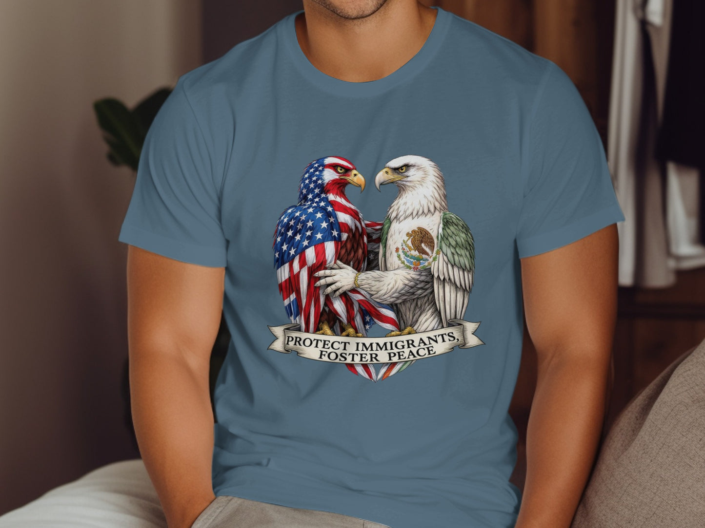 Protect Immigrants Foster Peace Graphic T-Shirt product type