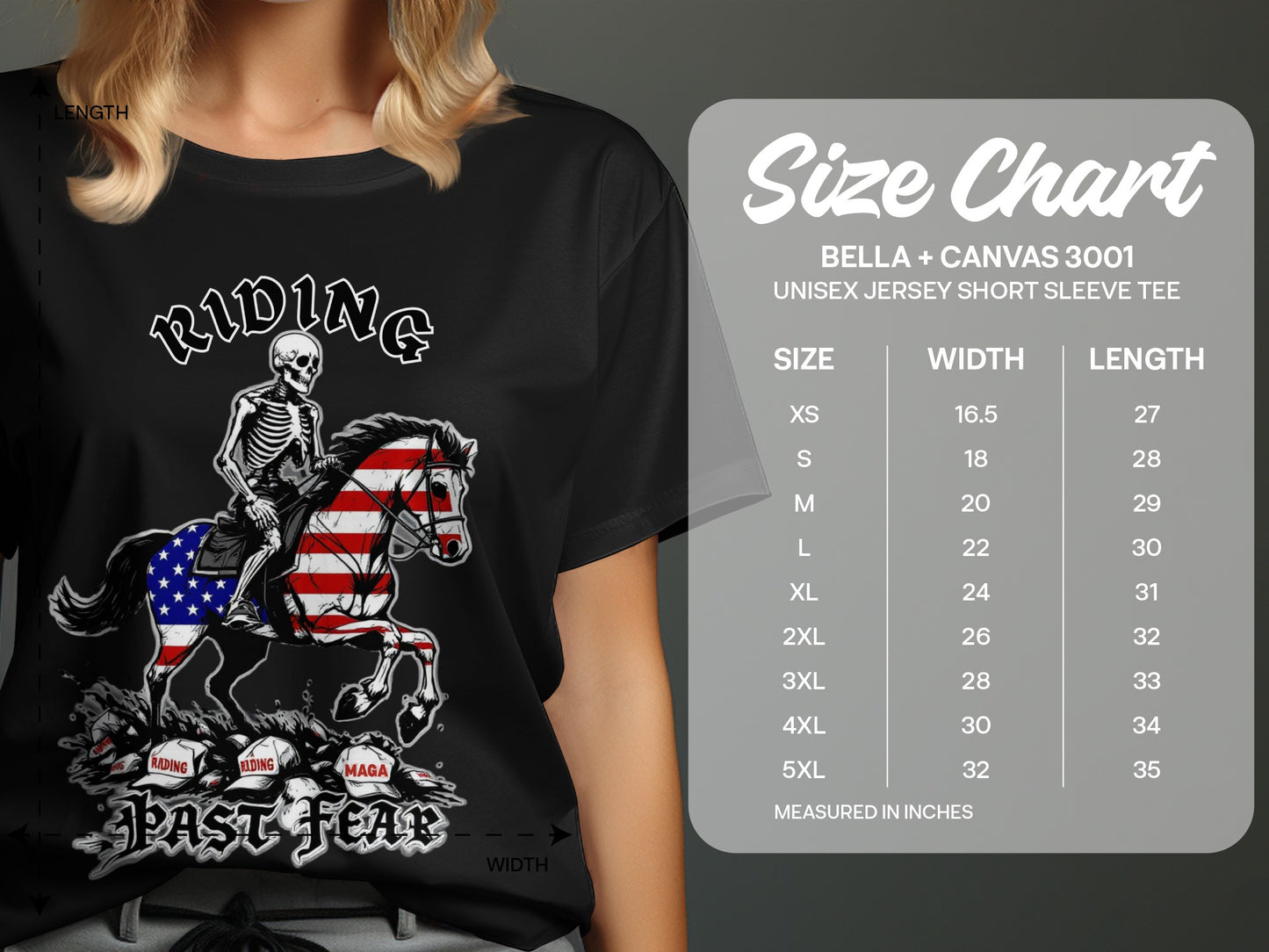 Riding Past Fear American Flag Skeleton Shirt product