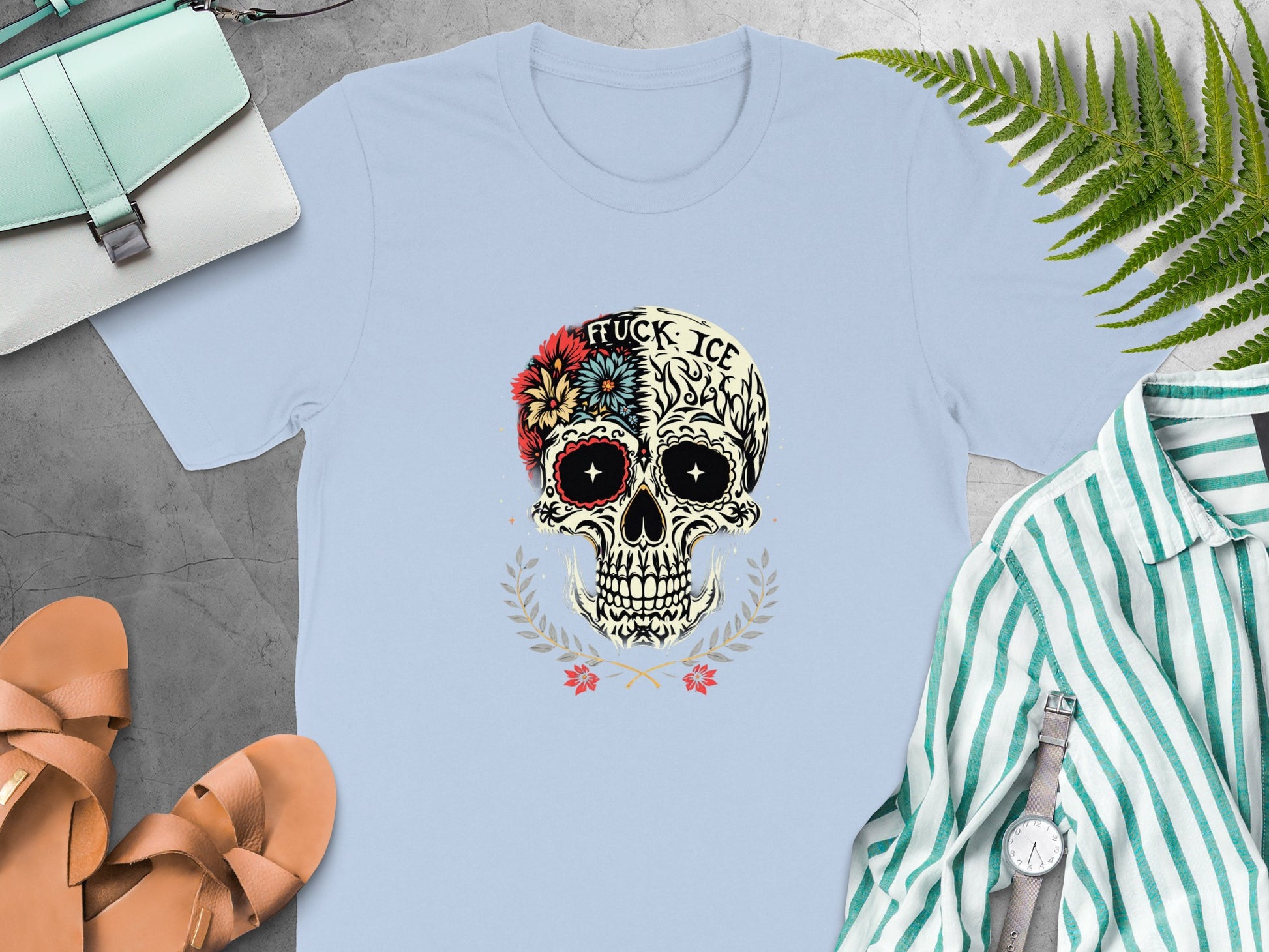 Gothic Skull Design Short Sleeve Round Neck T-shirt product