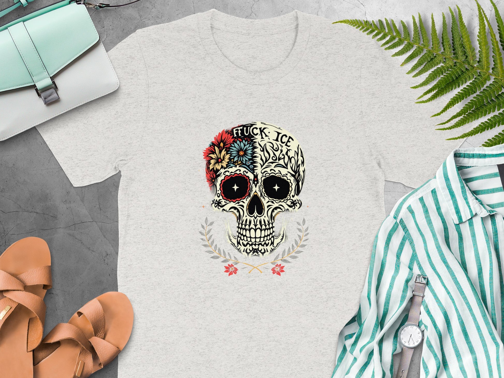 Unique Skull Art Graphic Tee Shirt Product