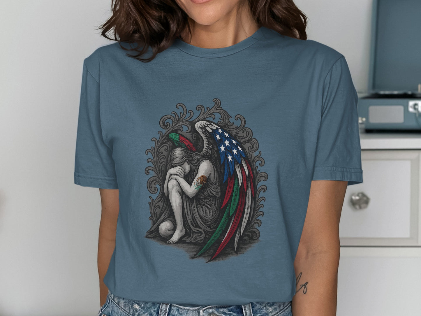 American Flag Winged Angel Graphic Tee product