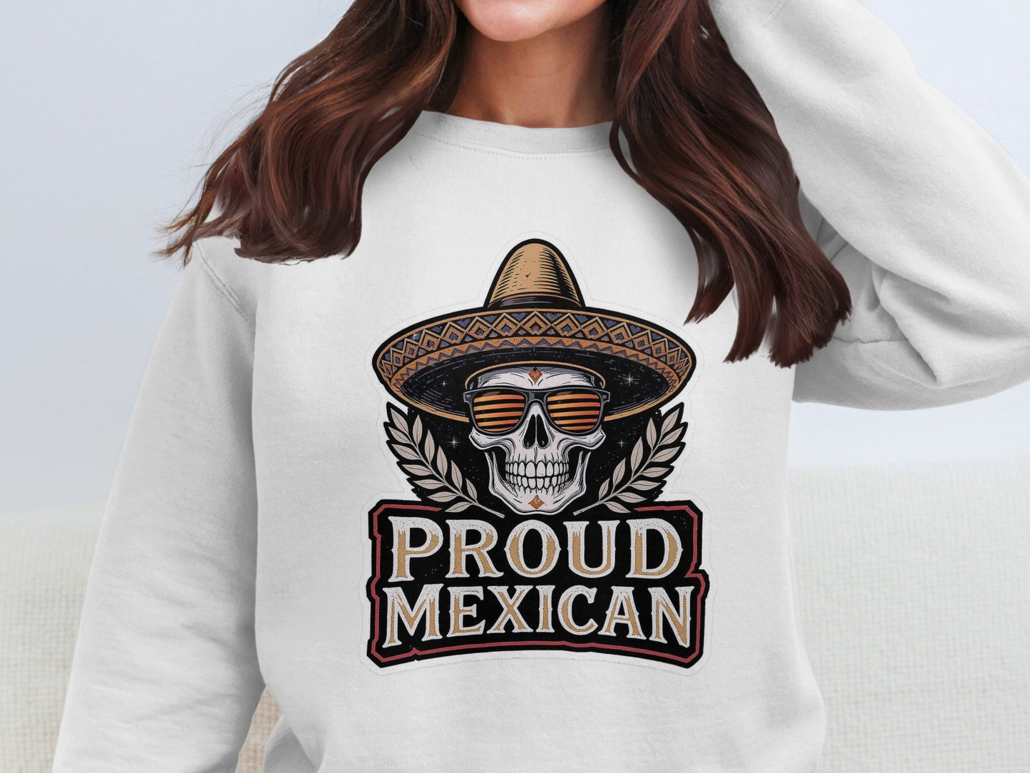 Proud Mexican Skull Art Crewneck Sweatshirt product type