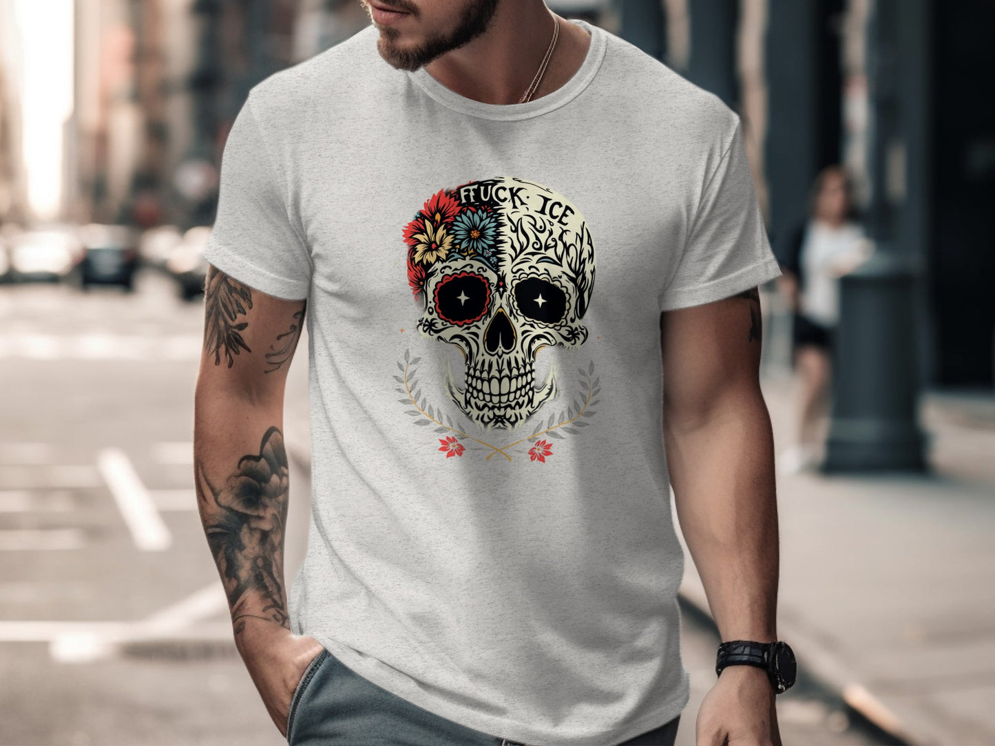 Floral Skull Graphic Tee with Bold Design product
