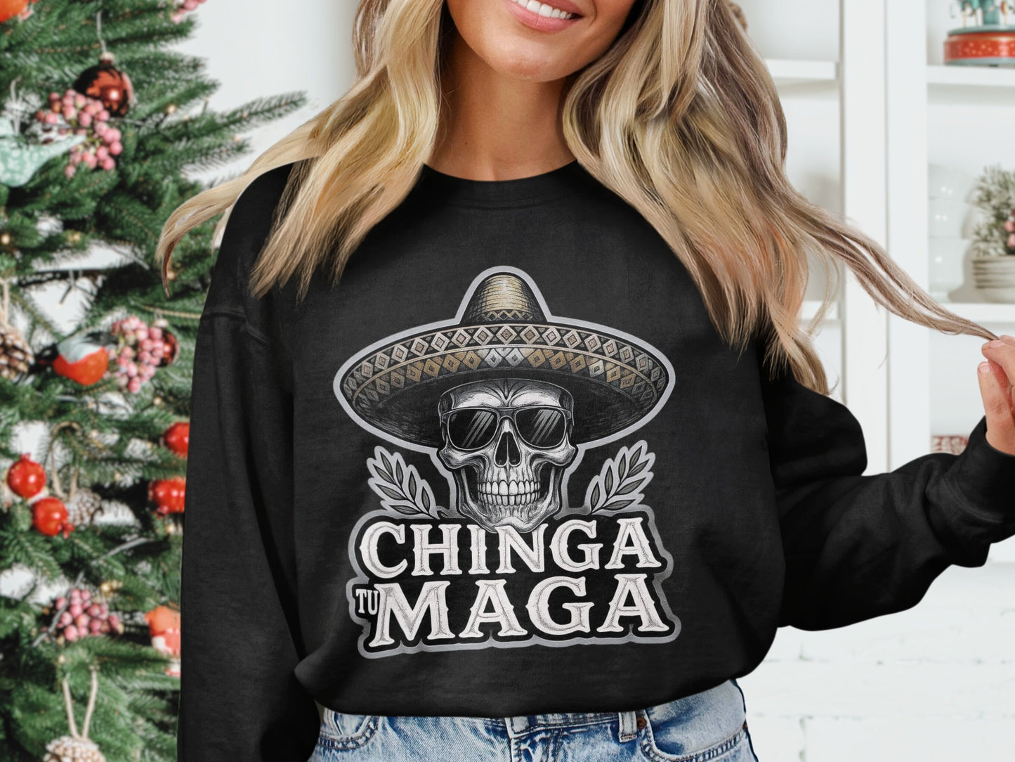 Chinga Tu Maga Skull Holiday Hoodie product
