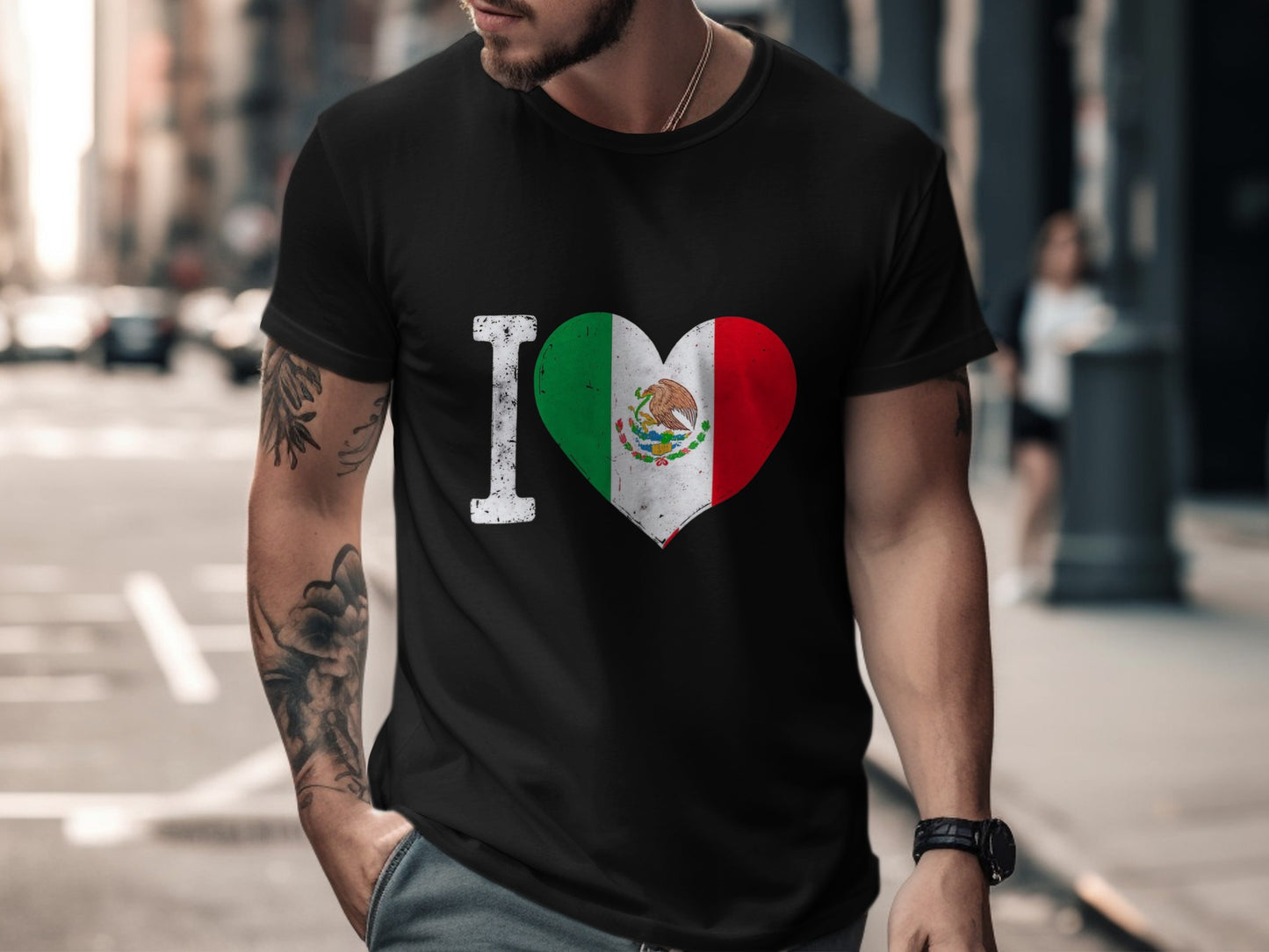 I Love Mexico Heart Flag Men's T-Shirt product