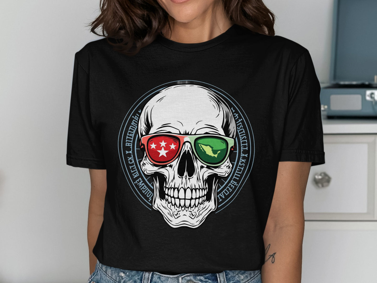 Skull Wearing Sunglasses Graphic Black Tee product