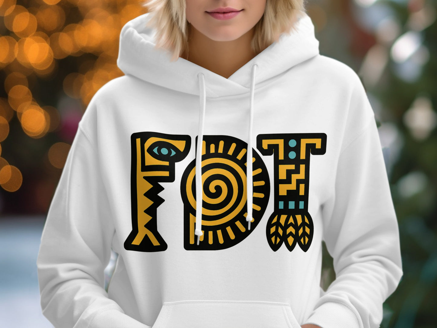Vibrant Graphic Design FDT White Hoodie product type