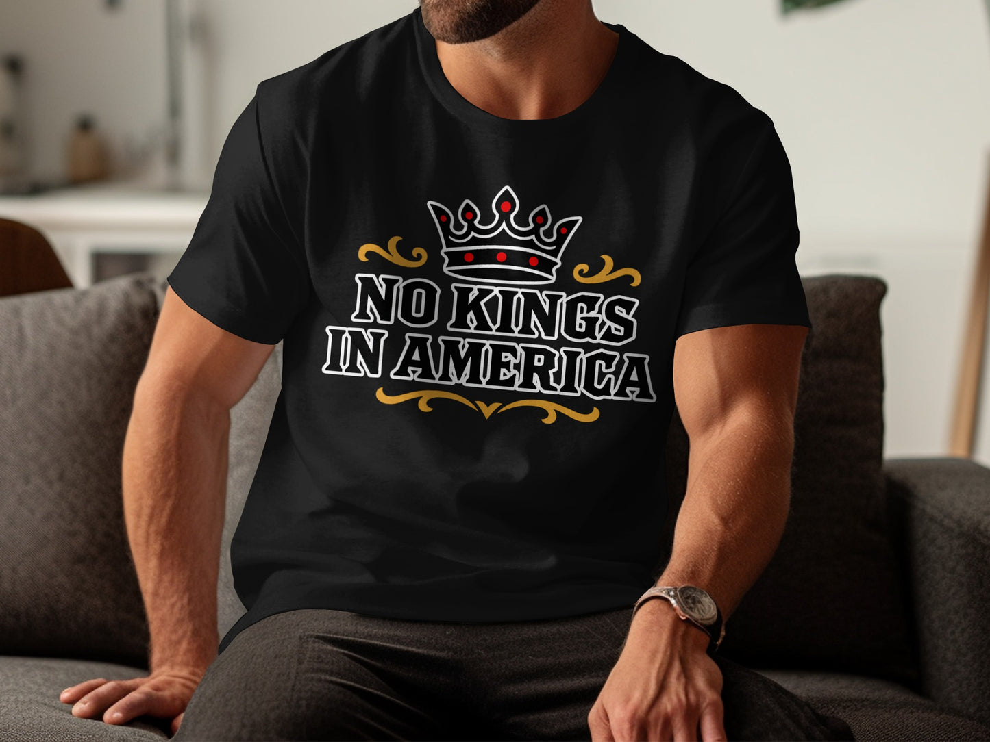 No Kings In America Black Graphic T-Shirt product type