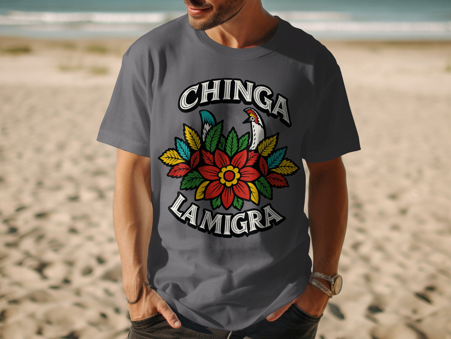 Colorful Floral Design Chinga LaMigra Graphic T-Shirt Product