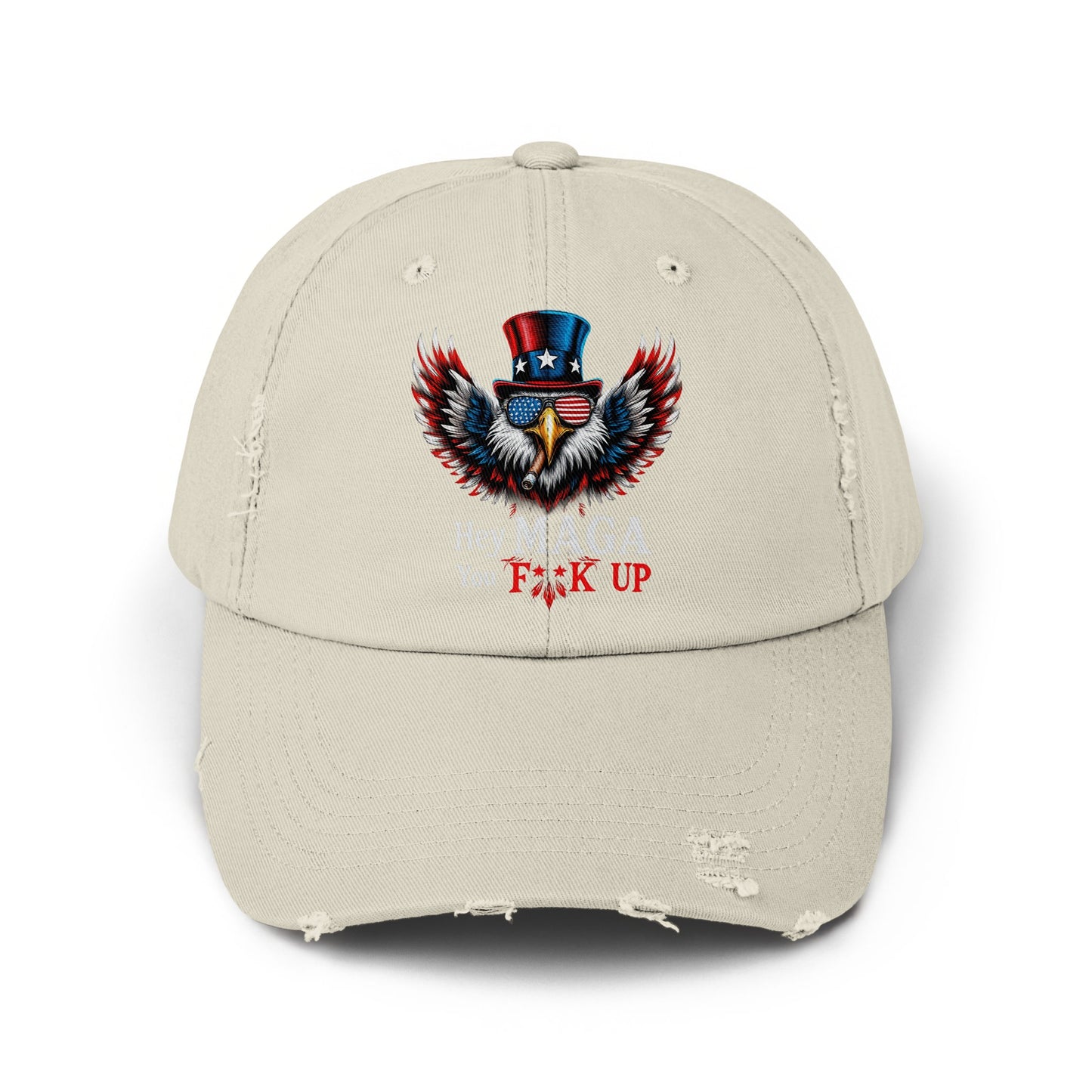 Cool Eagle and Flag Graphic on Tan Cap product type