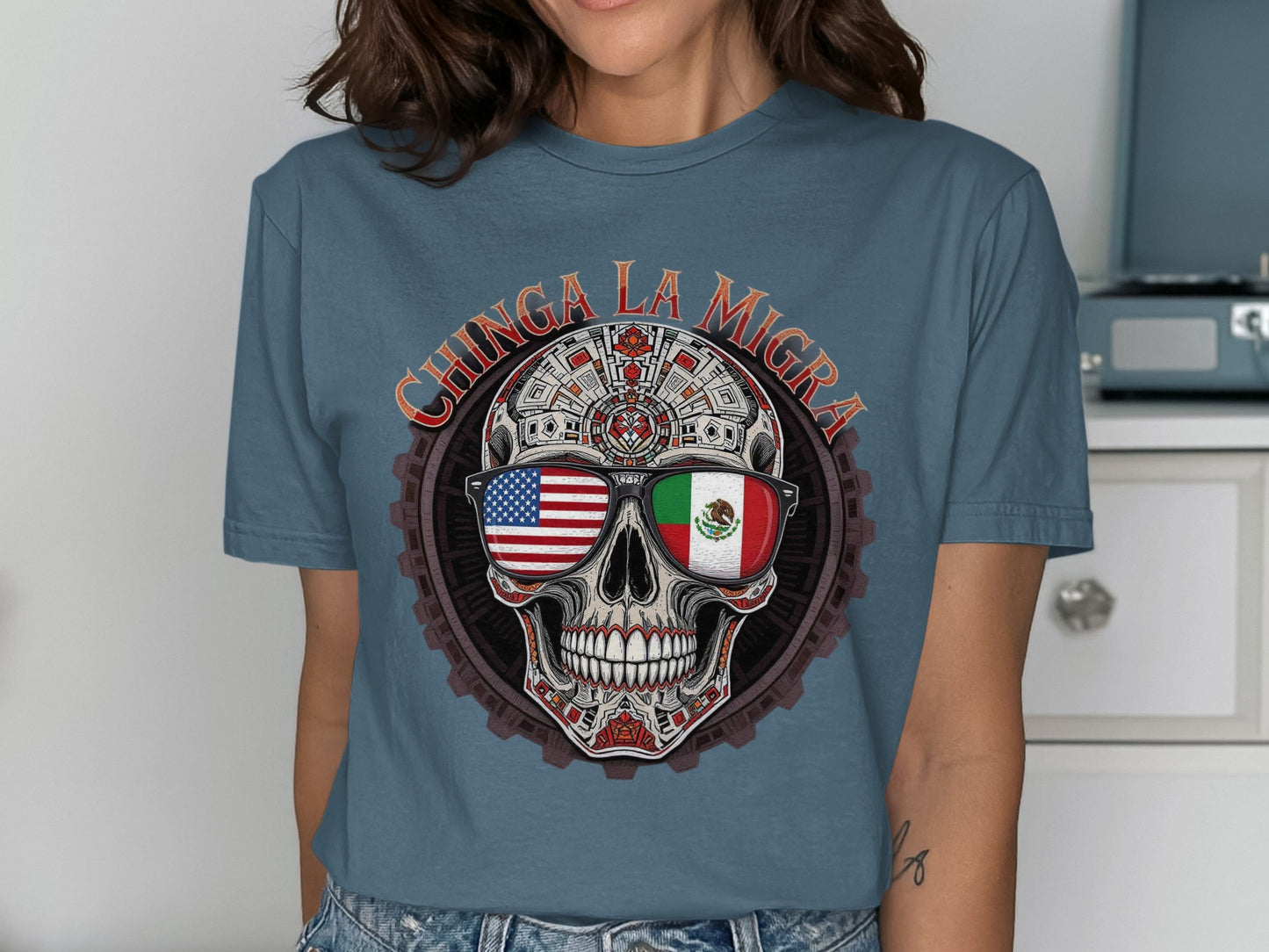 Chinga La Migra Skull Graphic Women's T-Shirt product