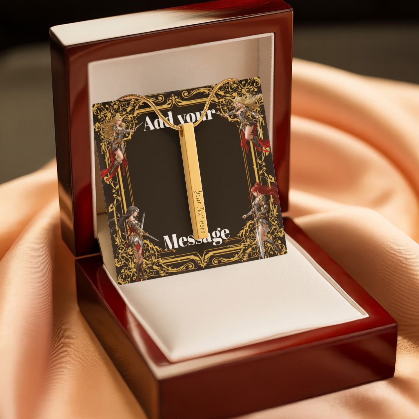 Engraved Valentine's Day Necklace with Custom Love Message Card | Gift for Husband Boyfriend Anniversary