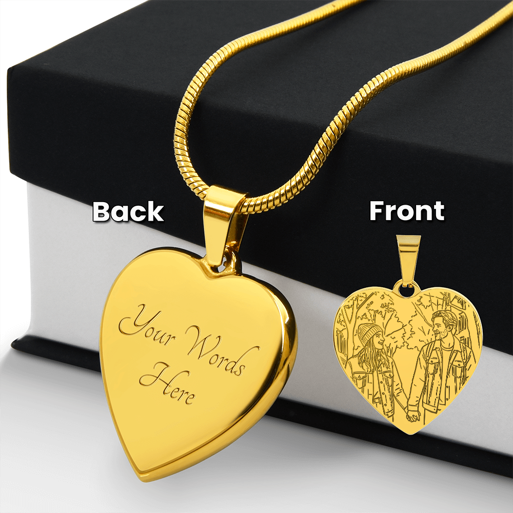 Custom Engraved Valentine's Day Necklace + Personalized Message Card | Romantic Gift Wife Girlfriend Anniversary