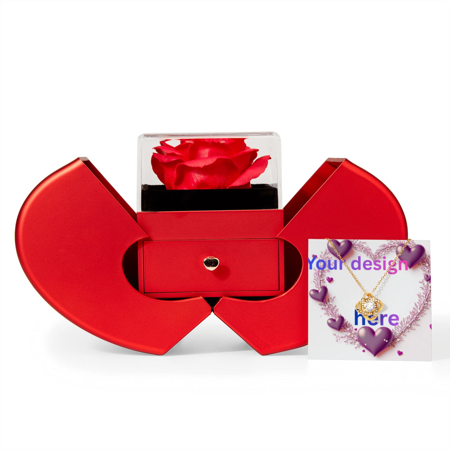 Personalized Valentine's Day Necklace Gift Set with Custom Love Card | Wife Girlfriend Anniversary