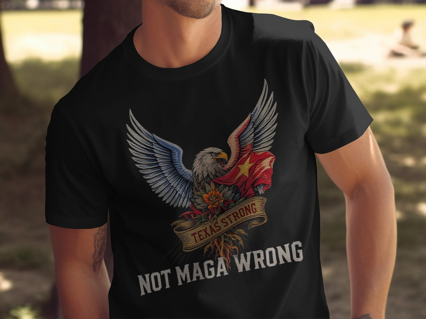 Texas Strong Not Maga Wrong Eagle Graphic T-shirt product