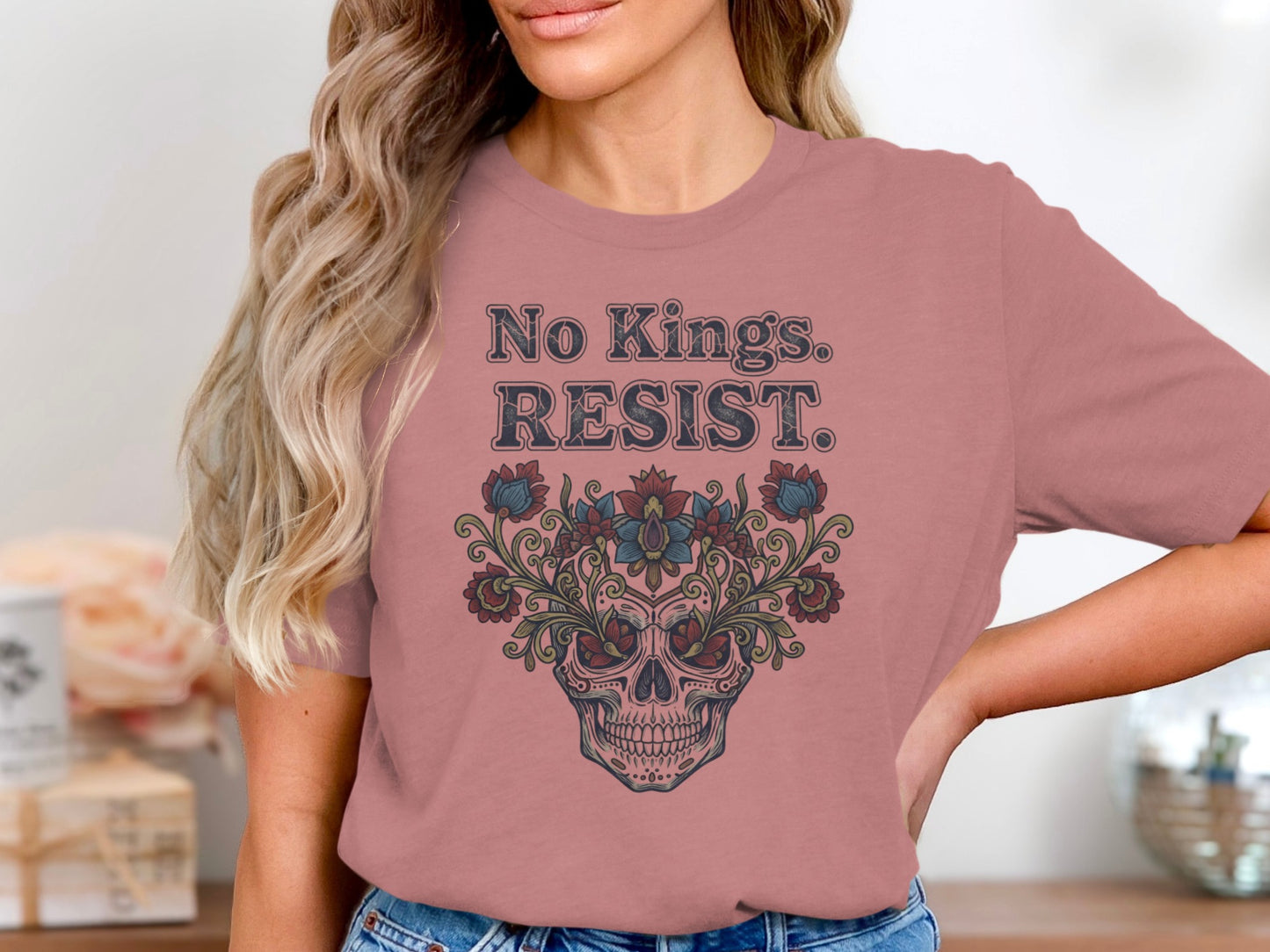 No Kings Resist Skull Graphic Tee Shirt product type