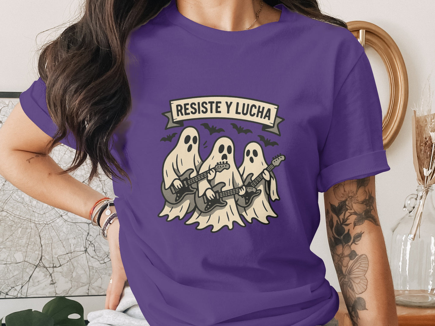 Resiste Y Lucha Ghost Band Design Short Sleeve Shirt product