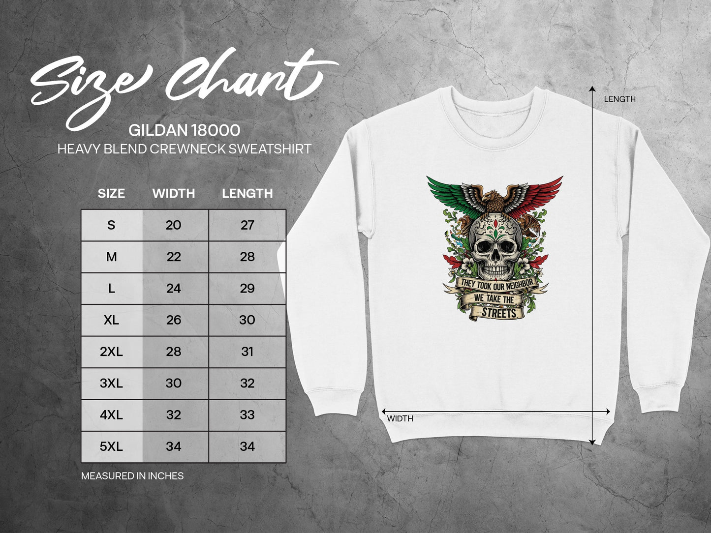 Skull and Eagle Motif Heavy Blend Crewneck Sweatshirt product