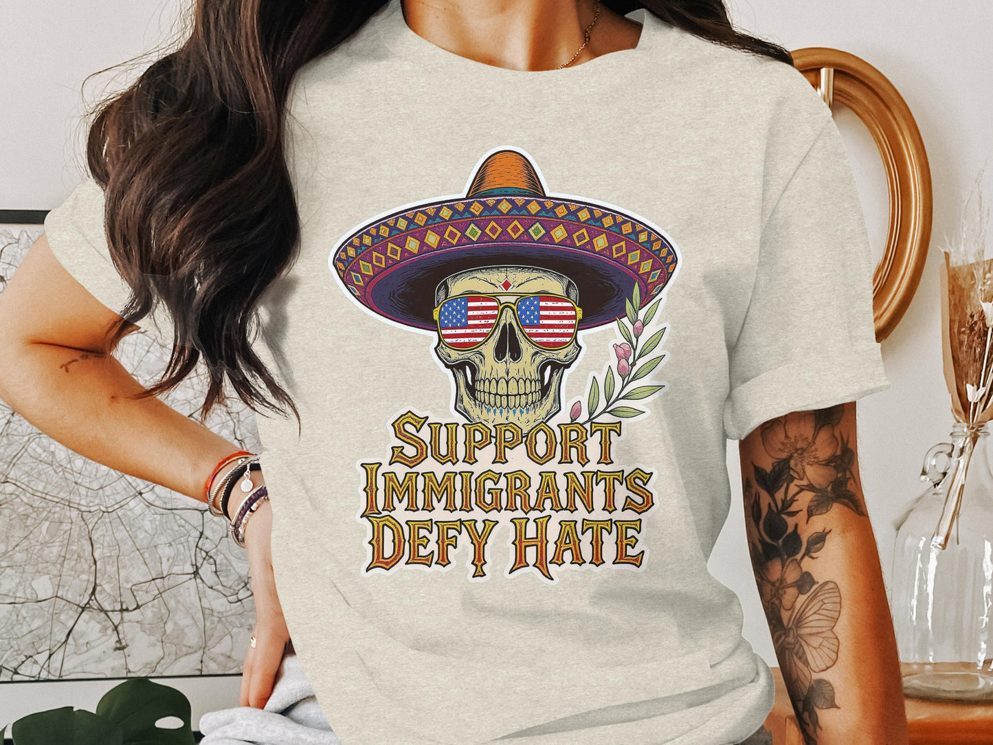 Support Immigrants Defy Hate Graphic T-shirt product