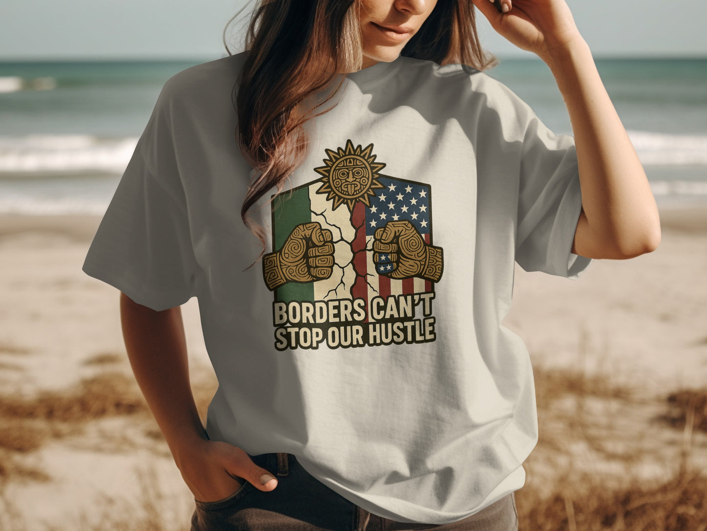 Borders Can't Stop Our Hustle Graphic Shirt Product
