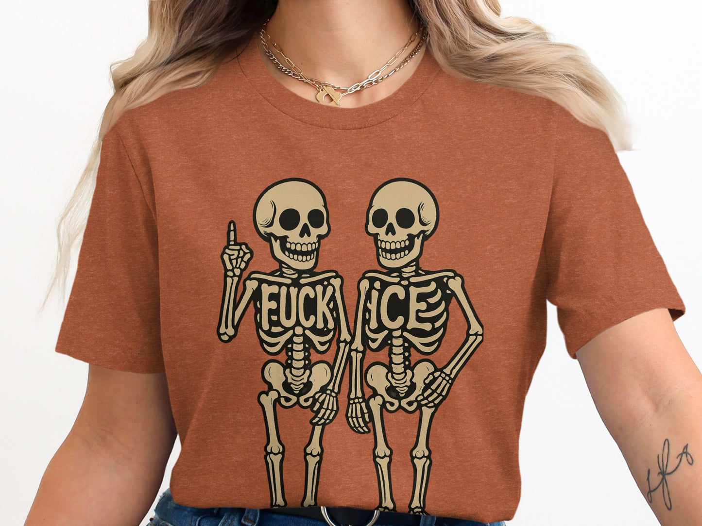 Humorous Skeleton Graphic Tee Shirt Halloween product