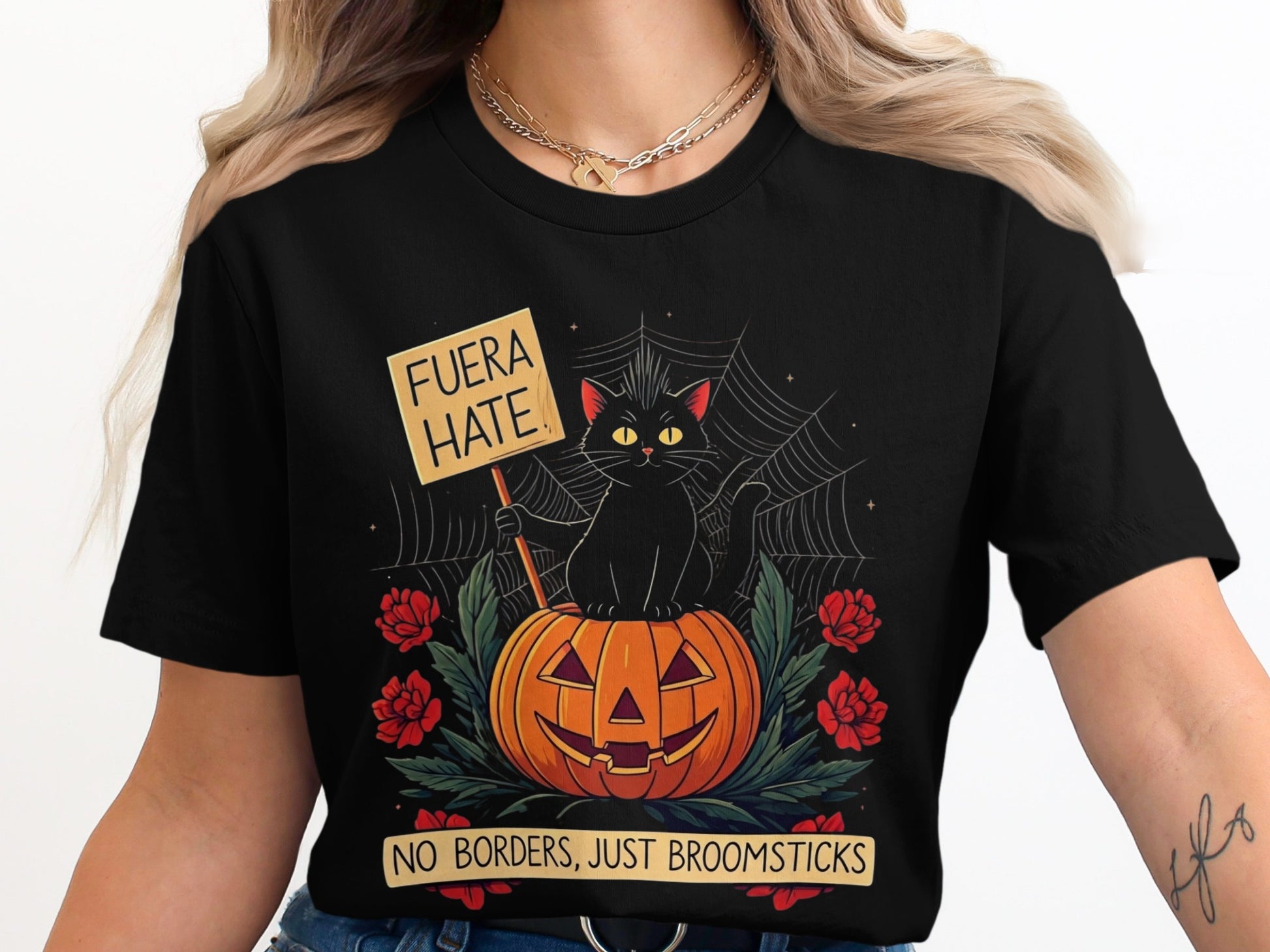 Halloween Cat with Pumpkin Women's Shirt product