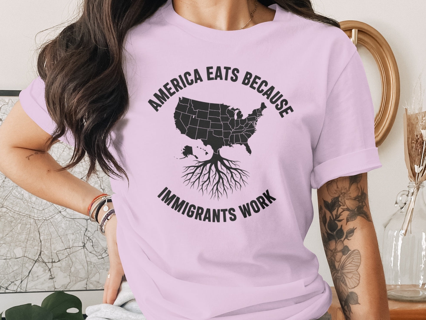 America Eats Because Immigrants Work T-shirt product