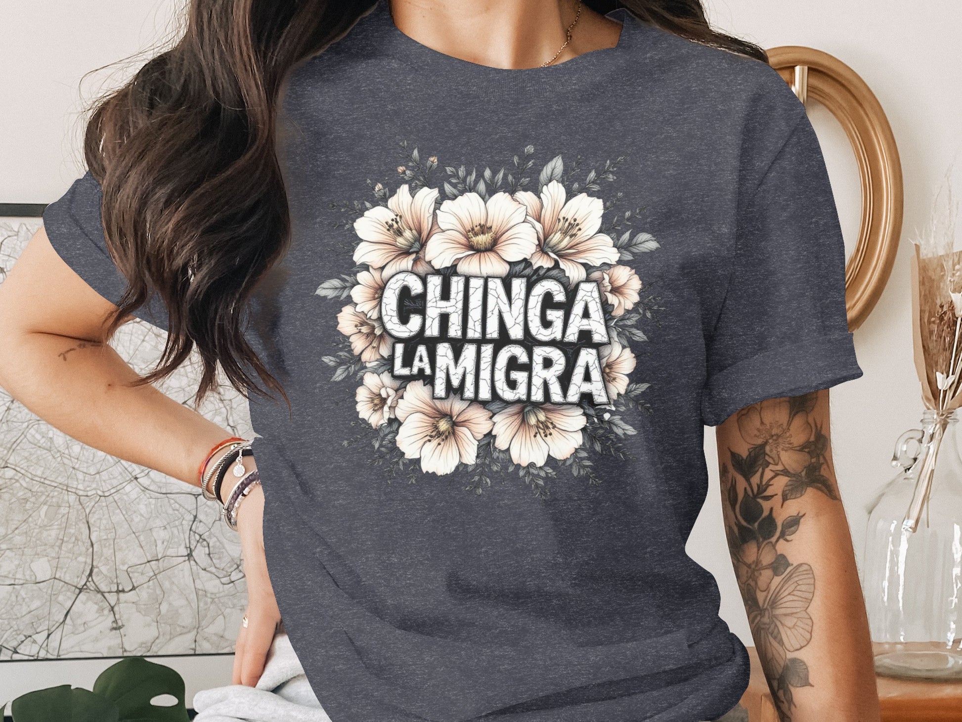 Chinga La Migra Floral Graphic Tee Shirt Product Type