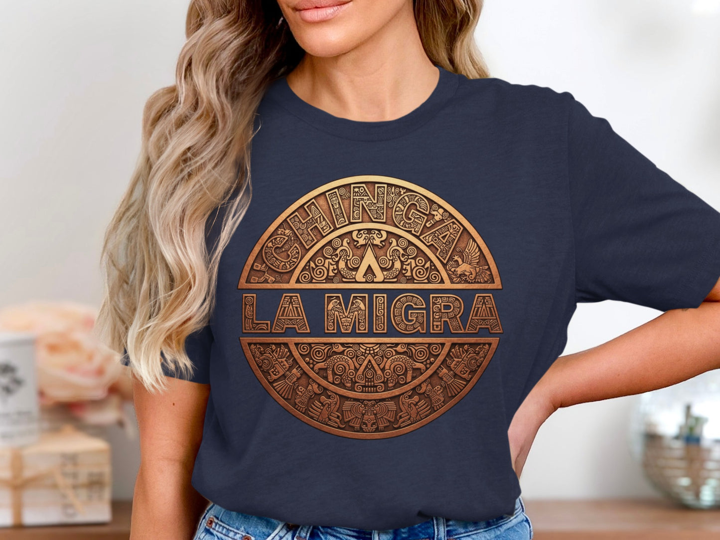 Chinga La Migra Aztec Calendar Graphic T-shirt product