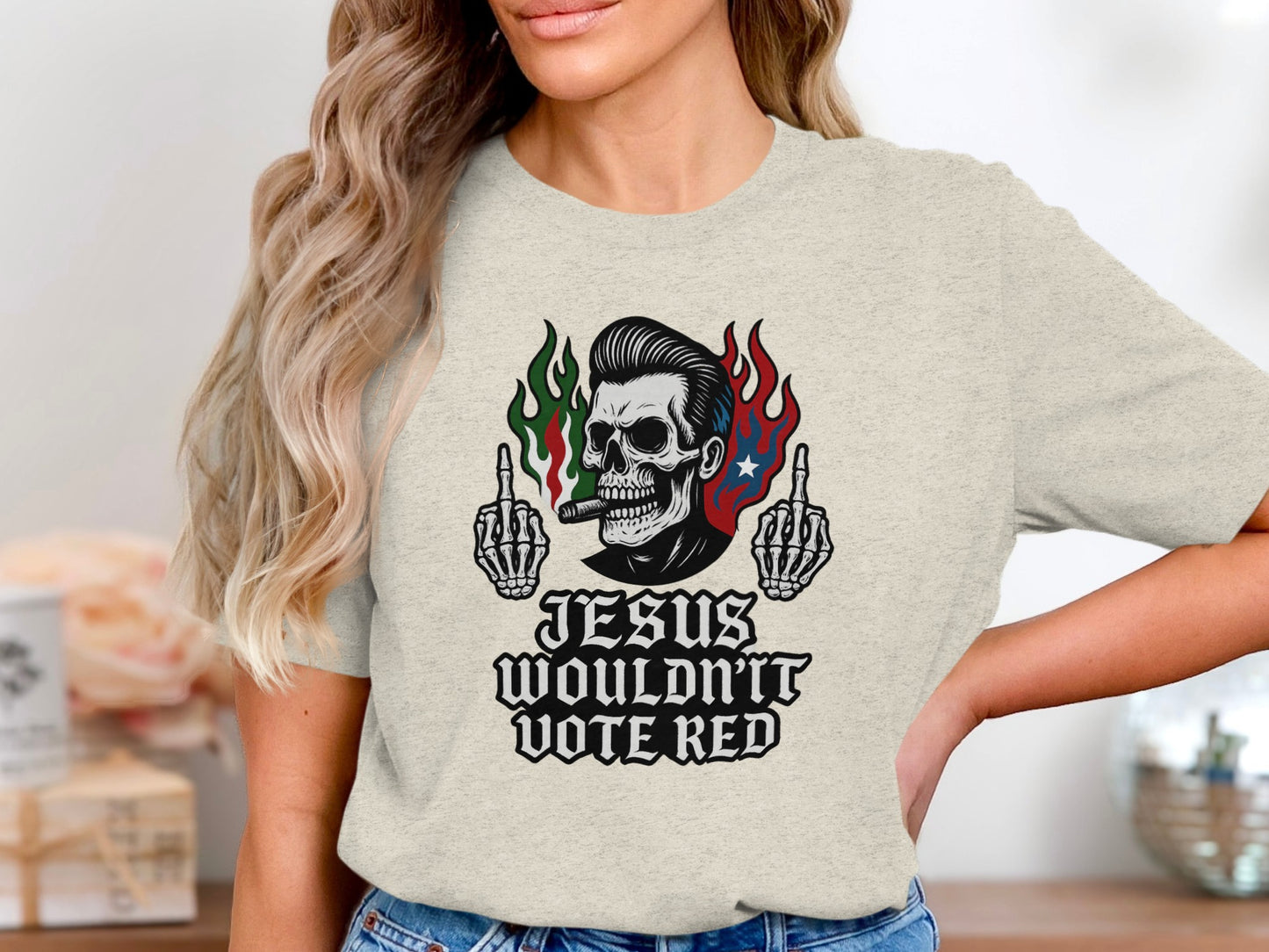 Jesus Wouldn't Vote Red Skull Graphic T-shirt product