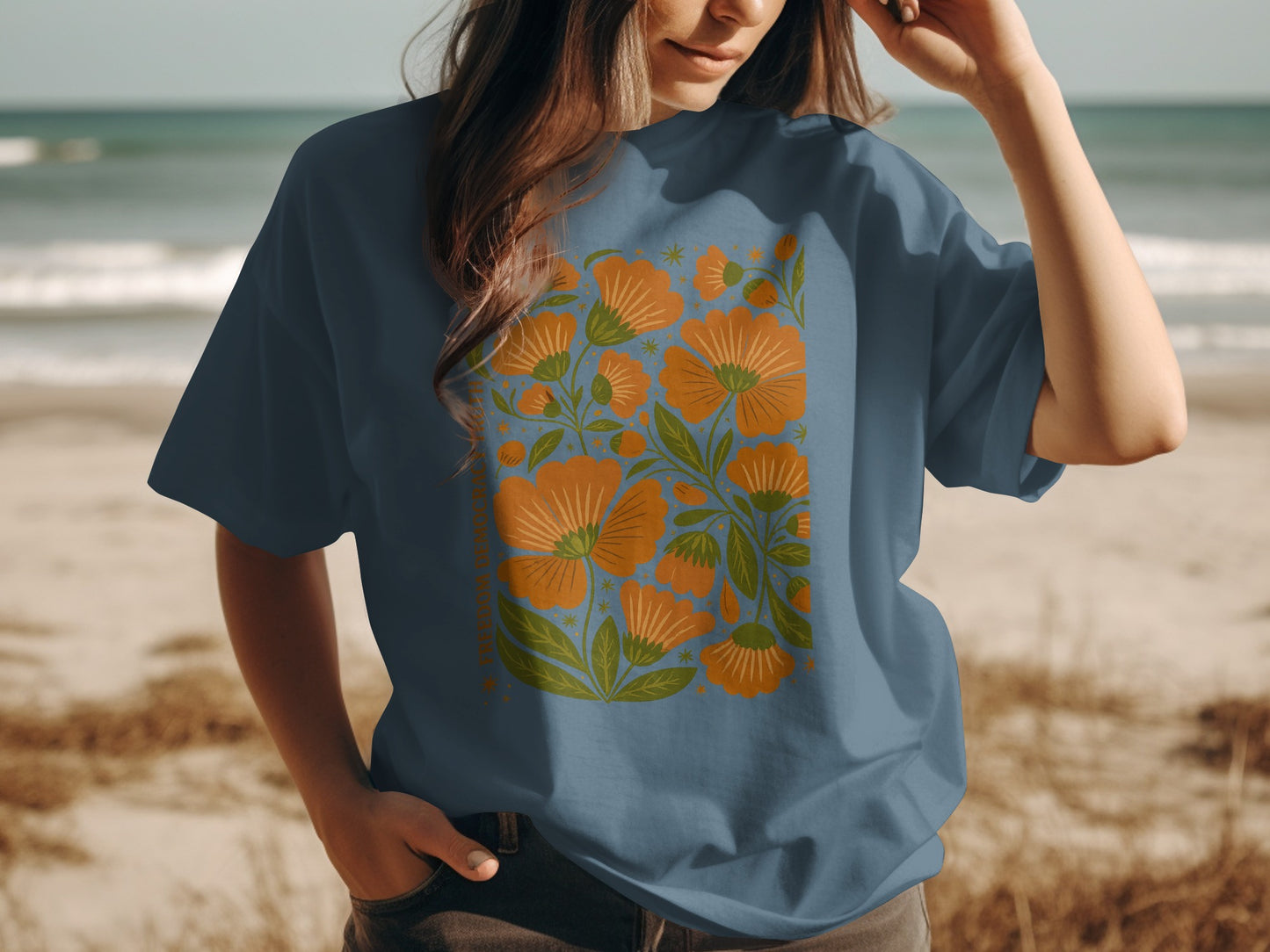 Vibrant Printed Floral Graphic Design T-Shirt product