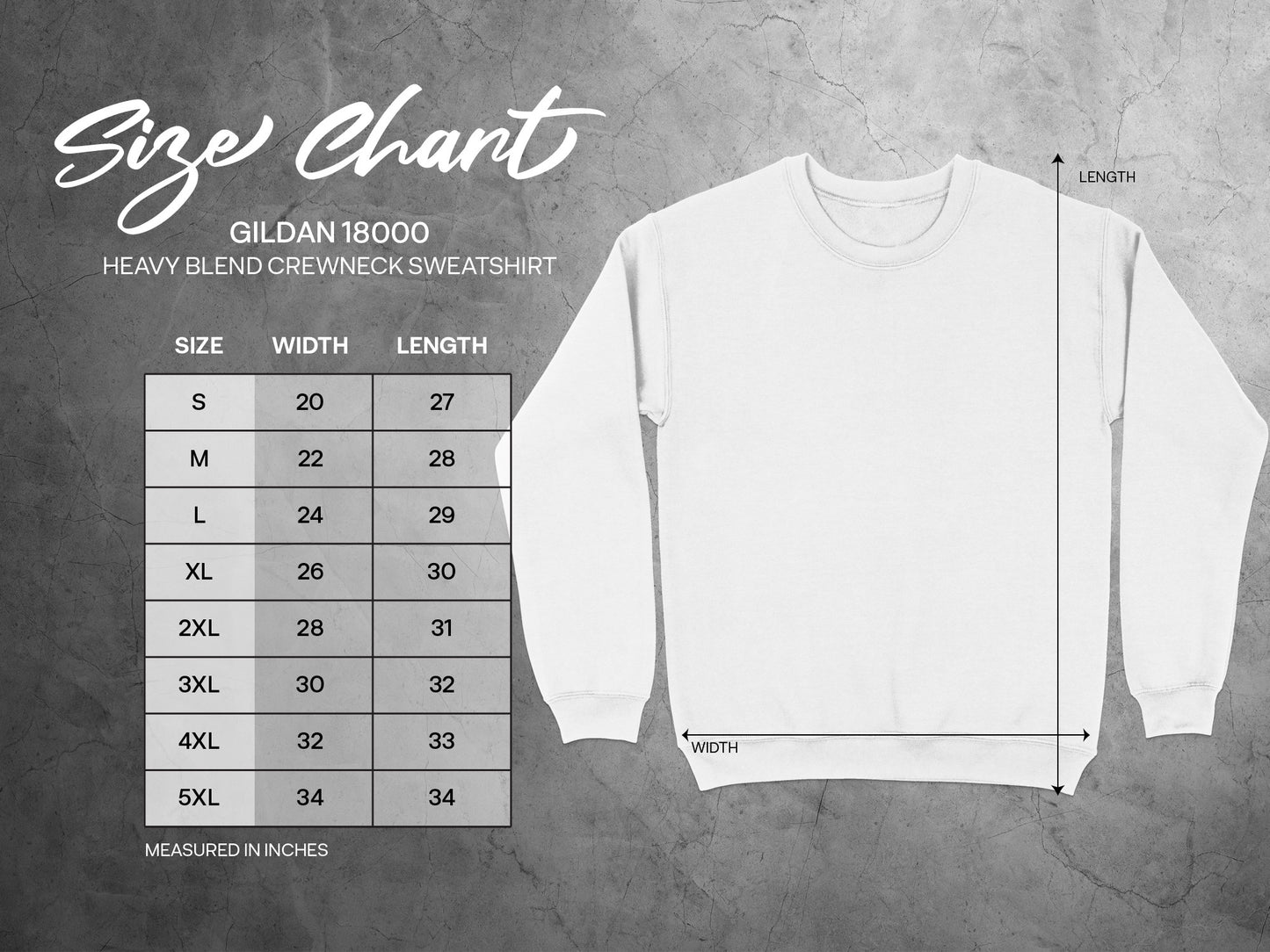 Gildan 18000 Size Chart Heavy Blend Crewneck Sweatshirt product type