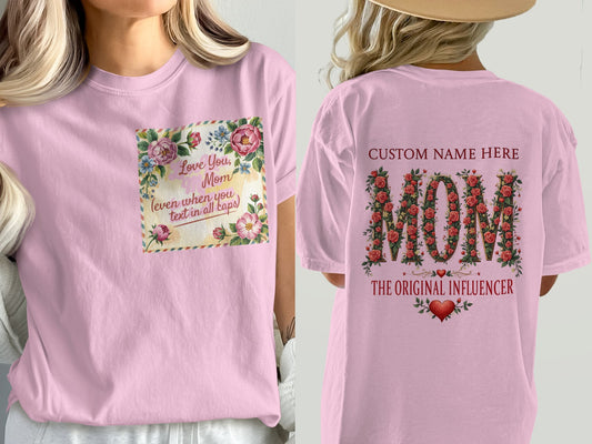 Custom Floral Design Pink Mom T-Shirt product type