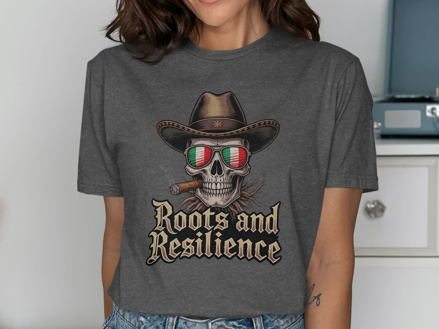 Roots and Resilience Skull Cowboy Graphic Shirt product